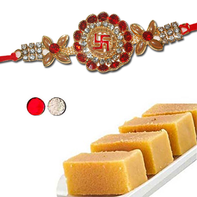 "Rakhi - SR-9030 A (Single Rakhi), 500gms of Milk Mysore Pak - Click here to View more details about this Product